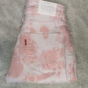 Levi's 721 High Rise Skinny Pink and White Tie Die Jeans Size 28